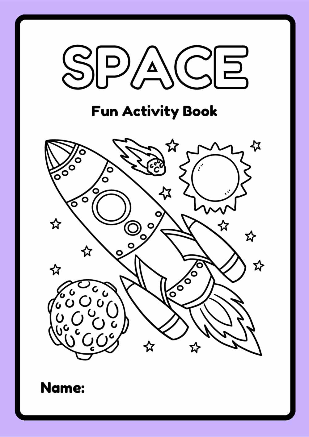 Purple Fun Space Activity Worksheets